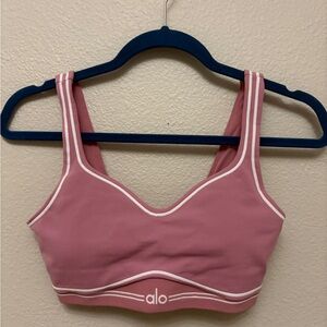 ALO Yoga Pink and White Sports Bra
